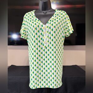 Cato Spring Green and White Geometric Tunic‎ Sz 18/20W Normcore Dopamine